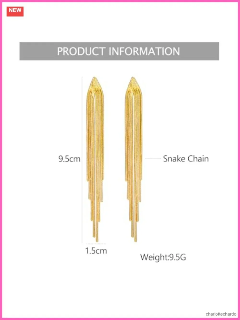 Long Tassel Dangle Drop Earrings Gold Plated Zinc Push Back Women Jewelry